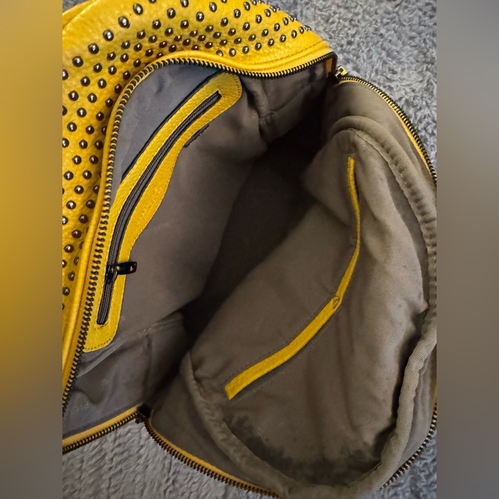 ROBERT PIETRI Yellow Studded Leather Backpack - Picture 5 of 15